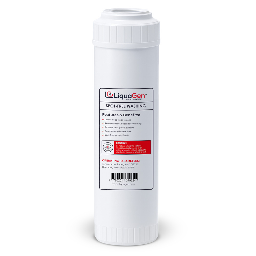 LiquaGen 2.5″x10″ Mixed Bed DI Resin Cartridge – Spot-Free Rinse, Non-Color