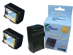 2x Battery + Charger for Canon HFM400 Digital Camcorder Decoded, 890mAh, 7.4V