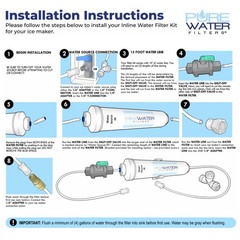 Inline Water Filter Kit for Ice Makers with 1/4″ Tubing and a T-Connector