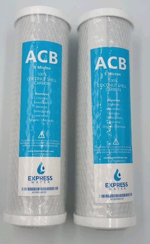 ACB 5 Micron 100% Coconut Shell Carbon Filter #FLTCAR0501C PACK of 2 NEW SEALED