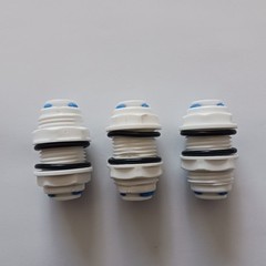 reverse osmosis 3/8 bulkhead quick connectors w/rubber o-rings – Lot of 3