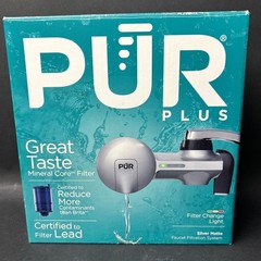 PUR PLUS Water Faucet Mount Filtration System PFM300V – Silver Matte, Horizontal