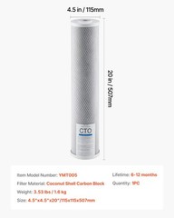 VEVOR Whole House Water Filter Replacement Cartridge 4.5″x20″ CTO Carbon 1 Pack