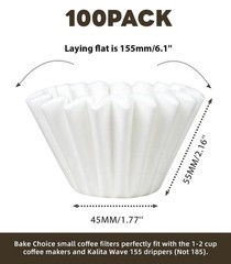 1-2 Cup Small Coffee Filters,100 Count Disposable For people, White