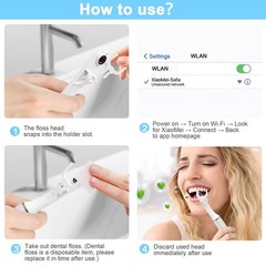 Electric Visual Dental Flosser Picks for Teeth Cleaning, 50 Replaceable White