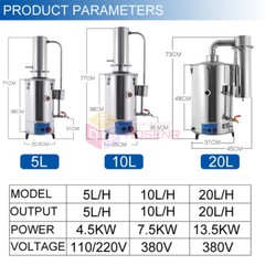 Electrothermal Stainless Water Distiller Distilled Purifier 5L/H Auto Electric