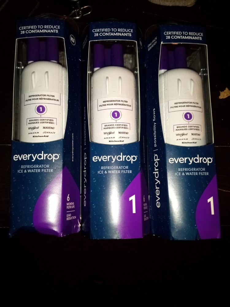 Lot of 3 ΕVΕRDROP ΕDR1RXD1 Fridge Water Filter 1 Purple New Sealed
