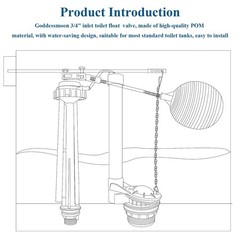 Toilet Float Fill Valve Replacement Kit Universal G3/4 Inch Inlet WC Repair