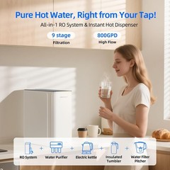 Reverse Osmosis System, Instant Hot Water Dispenser 800 GPD Smart LED Faucet
