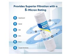 4 PACK PUREPLUS 5 Micron 10″x2.5″ Whole House String Wound Sediment Filter PPW10