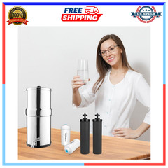 2 Black Purification Elements & 2 Fluoride Filters Compatible with Berkey System