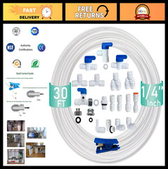 1/4″ Push to Connect RO Water Filter Fittings with Shut-Off T Valve – 18 pcs + 3