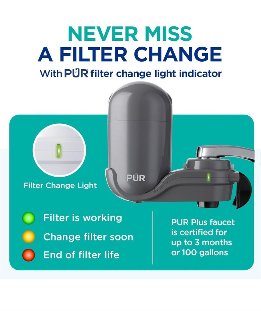 PUR Plus Vertical Faucet Mount Water Filtration System, Lead-Reducing Water Filt