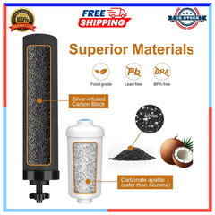 2 Black Purification Elements & 2 Fluoride Filters Compatible with Berkey System