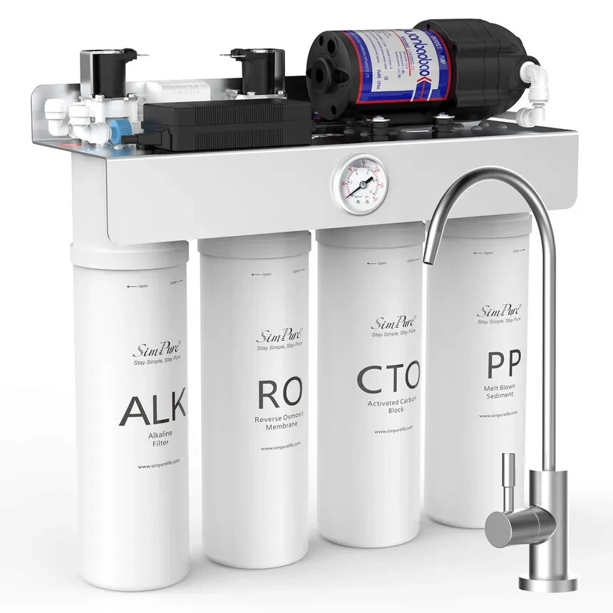 SimPure WP2-400 GPD UV Tankless Reverse Osmosis RO Water Filter System Purifier