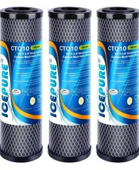 3pcs 1 Micron 2.5″ x 10″ Whole House CTO Carbon Sediment Water Filter Cartridge
