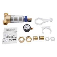 3T/792.52Gal 8.27*3.39in Clear& Coppery& Blue Water Filter W/ Pressure Gauge
