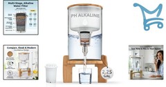 Alkaline Water Dispenser Glass Bamboo Filtration System for Home Office 8.5L