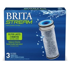 Brita Stream Replacement Water Filter for Pitchers and 3 Count, Gray