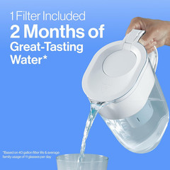 Smartlight Water Filter Pitcher, 10-Cup BPA-Free, Mazarine Blue, 2-Month Filter