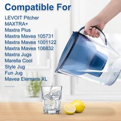 3-Pack Mavea Water Filter Replacement for MAVEA Pitcher 1001122, 1001495 LEVO…