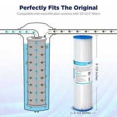 20 Micron 10″x2.5″ Washable Pleated Whole House Sediment Water Filter 1-25 Pack