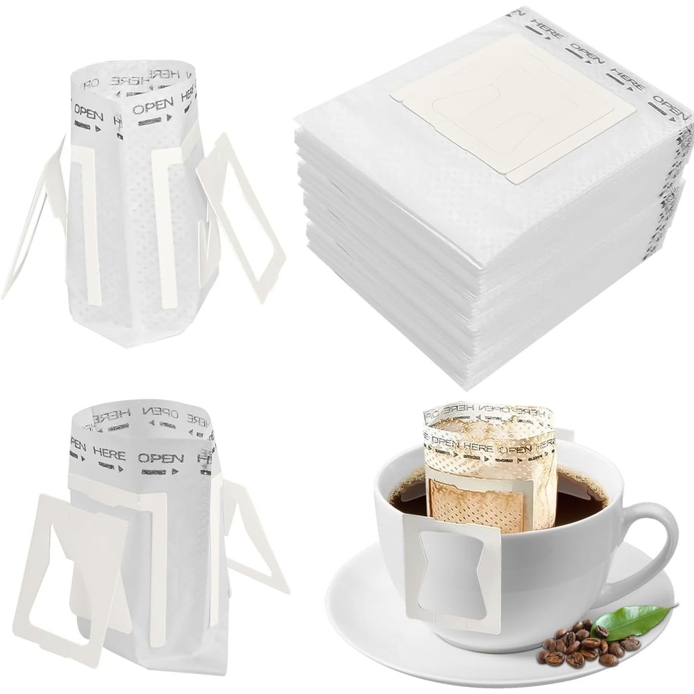 100 Pcs Premium Coffee Filter Paper Bags Disposable Single Serve Drip 100 PCS