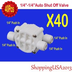 40 Pcs Auto Shut Off Valve 1/4-1/4 Quick Connect Push In Water Filter System
