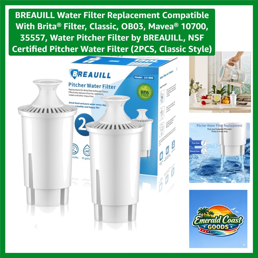 2-Pack Water Filter Cartridges for Brita/Mavea – Cleaner, Better-Tasting Water