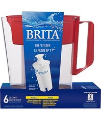 1 Brita Water Filtration System RED Pitcher 5 Cup Capacity 1 FILTER Space Saver