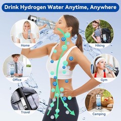 Hydrogen Water Bottle Generator Portable 460ml Rechargeable SPE PEM Ionizer Fast