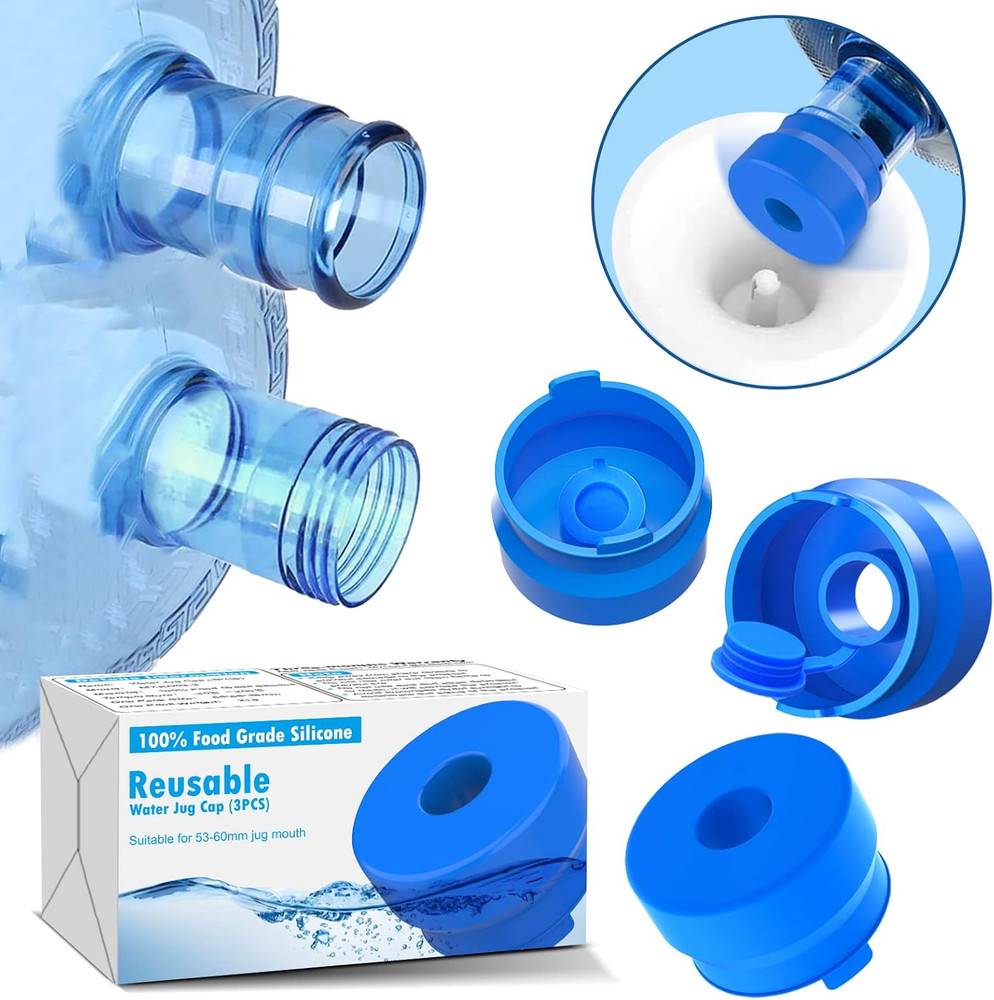 3 & 5 Gallon Water Jug Cap 3 Pack Reusable Food Grade Silicone Replacement Cap