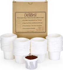 Delibru K Cup Disposable Paper Filters 100 Pack Fits With All 100 pcs (White)