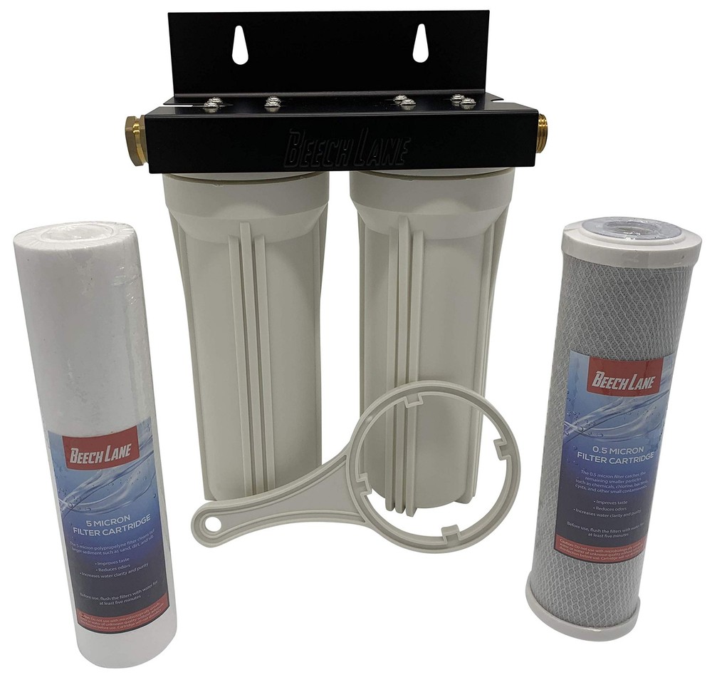 Beech Lane RV Dual External Water Filter System with Brass Fittings & 2 Filters