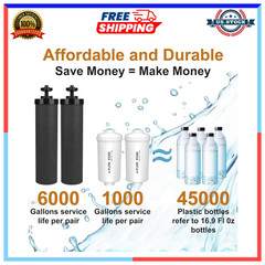 2 Black Purification Elements & 2 Fluoride Filters Compatible with Berkey System