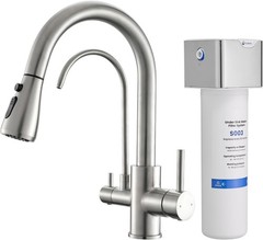 3 in 1 Kitchen Faucet W/ Under Sink Water Filter System Reduces Lead Chlorine
