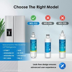 Lot of 3 Waterdrop Refrigerator Water Filter WD-F32 NEW SEALED Fits LG LT700P