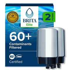 Brita Replacement Water Filter for Faucet Mount, Removes 99% of 2 ct, Chrome