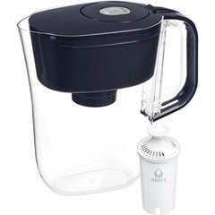 Kitchen Small 6 Cup Denali Water Filter Pitcher with 1 Standard Filter, Black