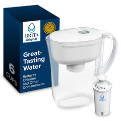 Water Filter Pitcher 6 Cup White w/ SmartLight Indicator + 1 Filter