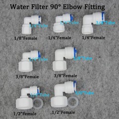1/4″ 3/8″ Push Fit Tube Connector Female Thread 90° Elbow Fitting Water Filter