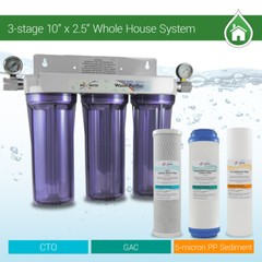 3 Stage Whole house water Sediment Carbon Filter + 2 Dry Pressure Gauges