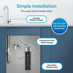 Brio Under Sink Drinking Water Filter 3-Stage 0.5 Micron w/ Faucet System
