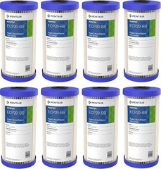 Pentair Pentek ECP20-BB Big Blue Sediment Water Filter, 10-Inch, Whole House 8PC