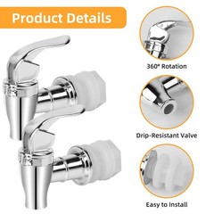 2 Pack Beverage Dispenser Spigot Replacement – Food Grade ONE SIZE, Silver