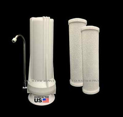 COUNTER TOP Water FILTRATION System With FAUCET Adapter & 2 Carbon Filters
