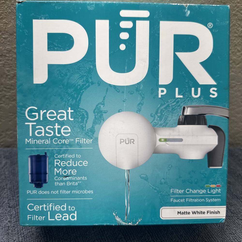 PUR PLUS Faucet Filtration System – Matte White Finish Clean Water