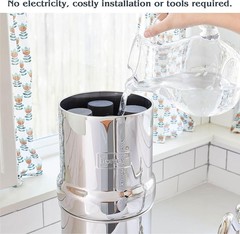 Big Gravity-Fed Stainless Steel Countertop Water Filter System 2.25 Gallon wi…