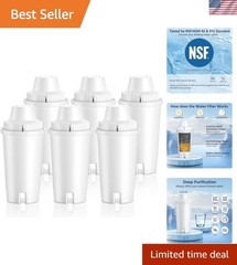 6 Pack Replacement for Brita Water Filter Pitchers and Dispensers, Classic OB…