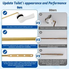 Hibbent Universal Front Mount Metal Toilet Handle Replacement Kit, Brass Toil
